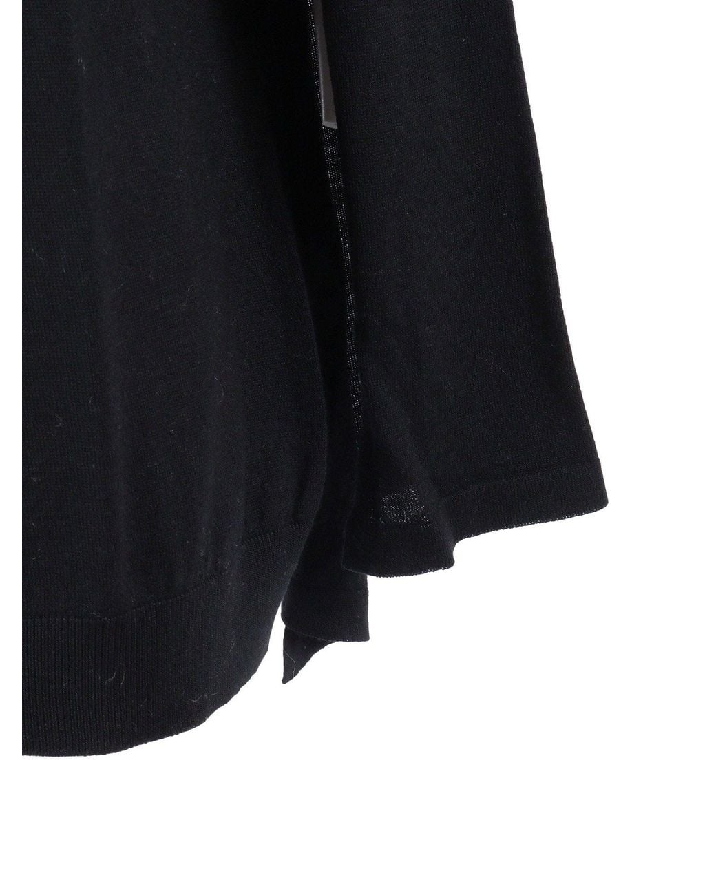 Alberta Ferretti Black Finely Knitted Wool Sweater With Classic Crew Neckline