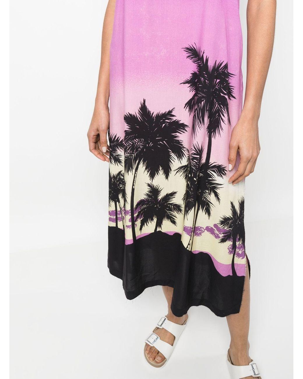 Palm Angels Pink Midikleid Mit Sonnenuntergang