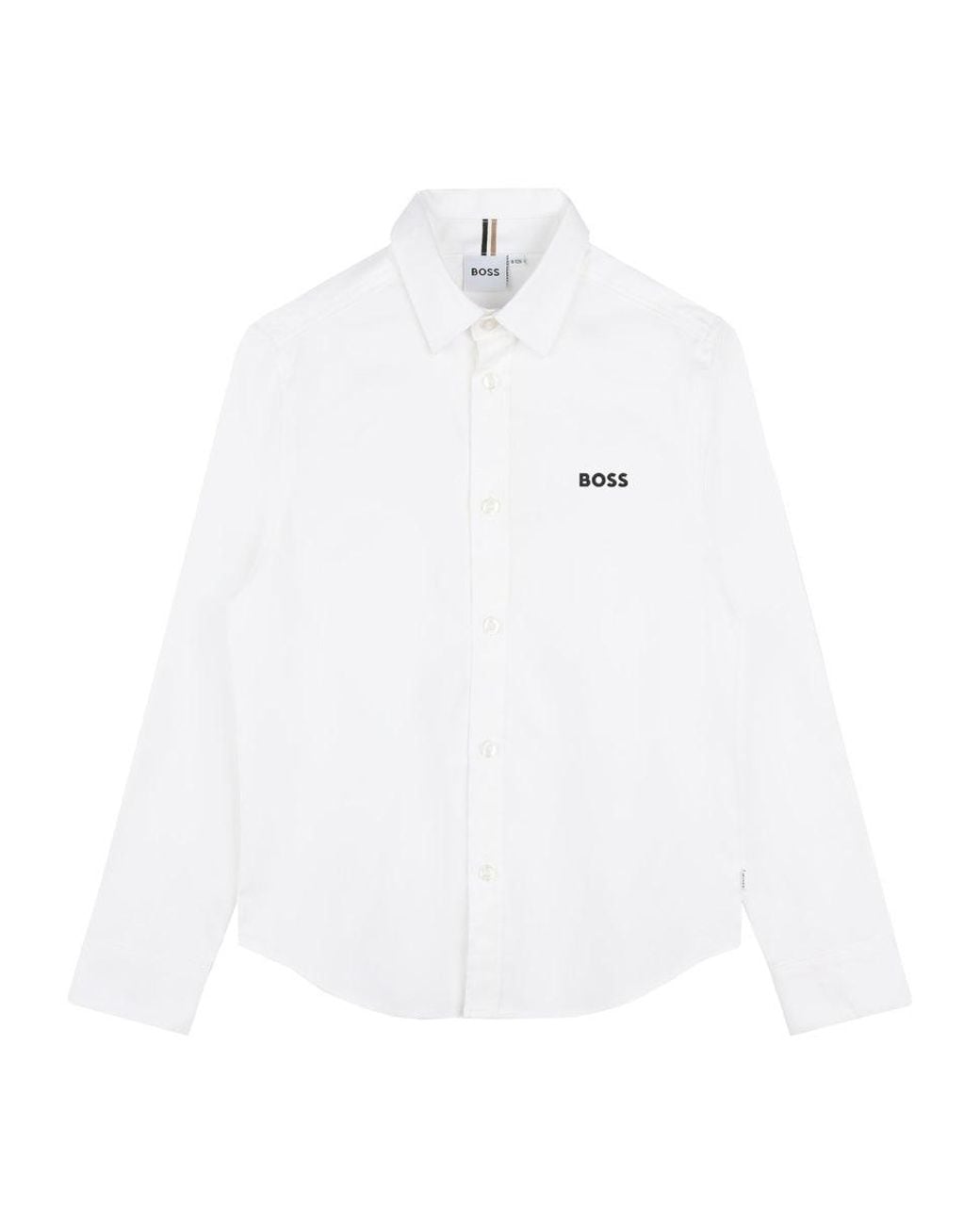 Boss White Camicia Con Logo