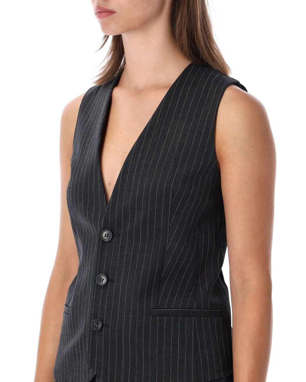 MM6 by Maison Margiela Black Tailored Pinstripe Vest