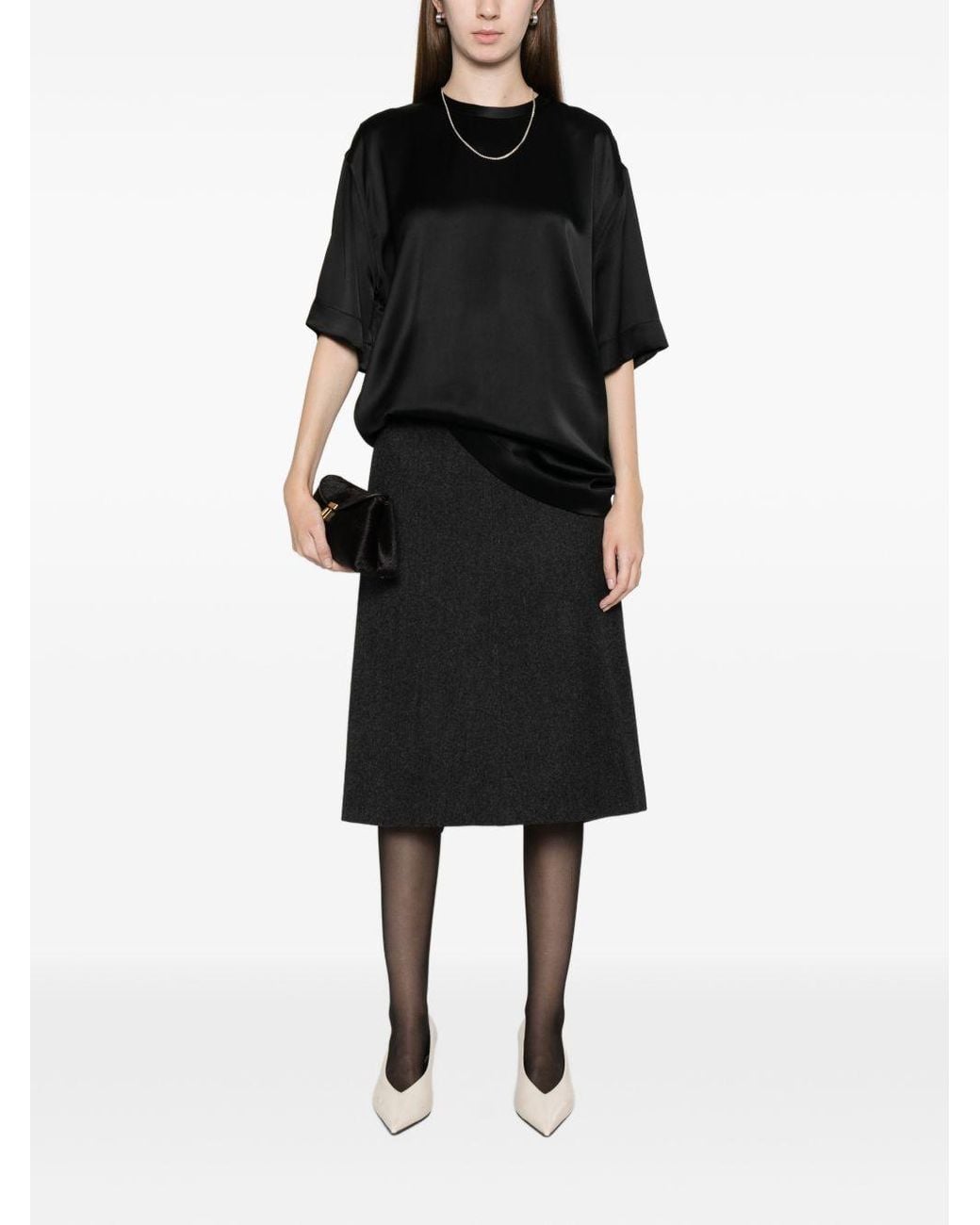 Totême Black Satin T-Shirt