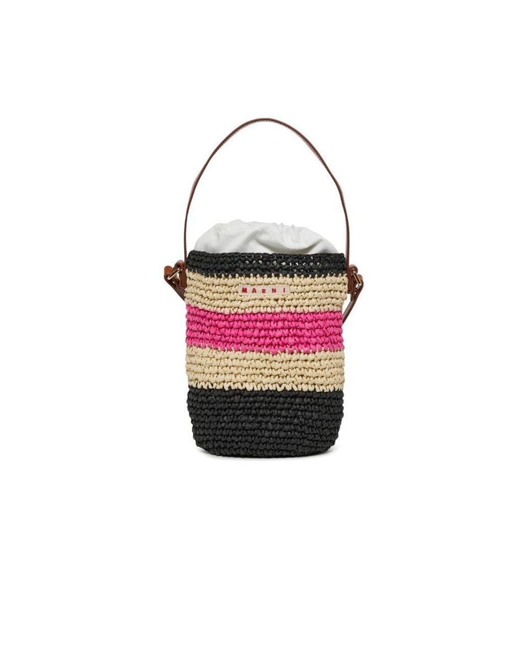 Marni White Tea Bag Shoulder Bag With Logo