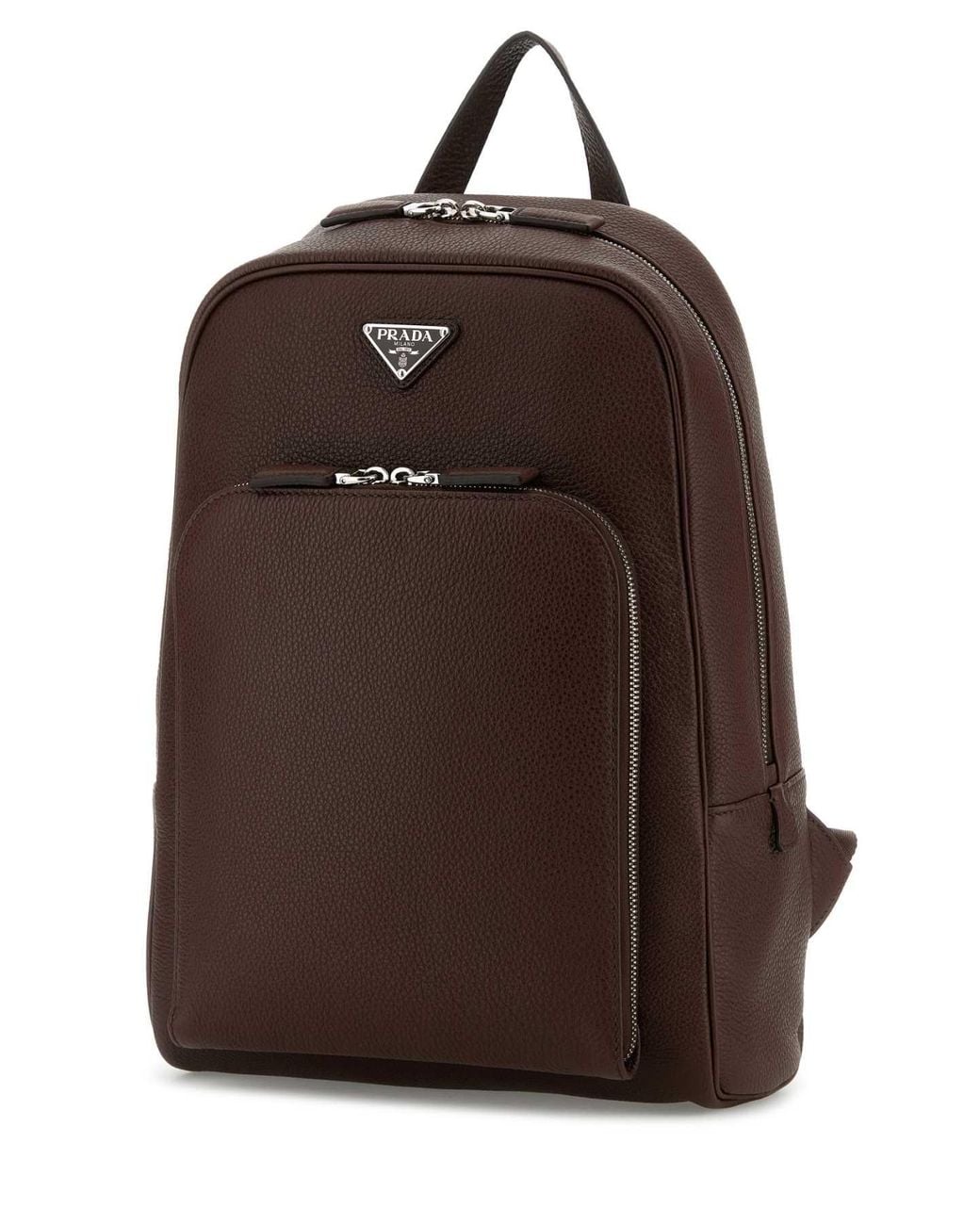 Prada Brown Logo Backpack for men