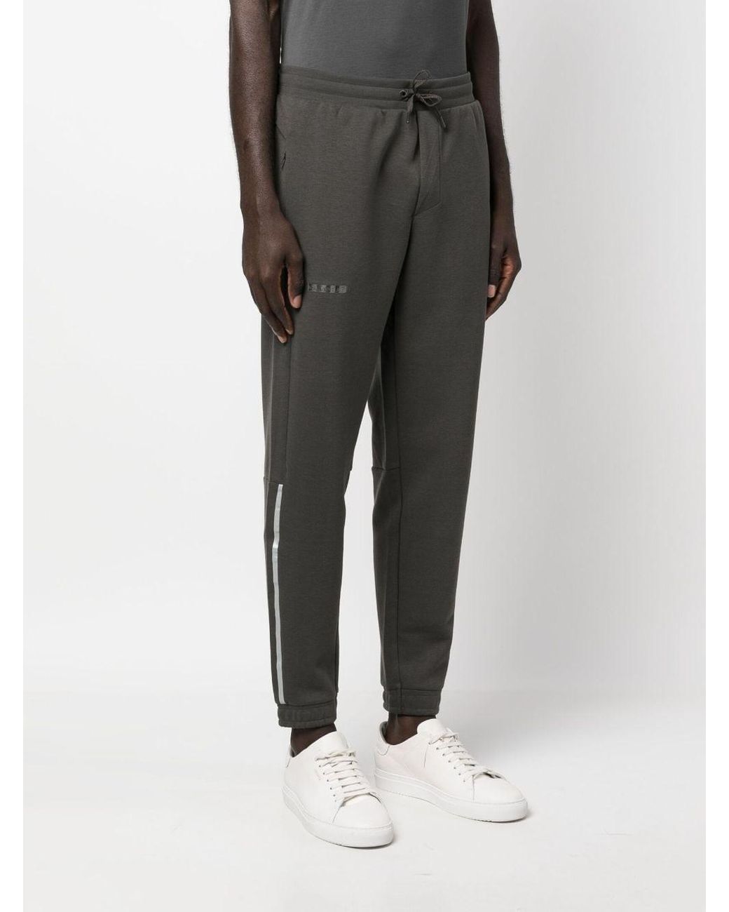 EA7 Gray Logo-print Drawstring Pants for men