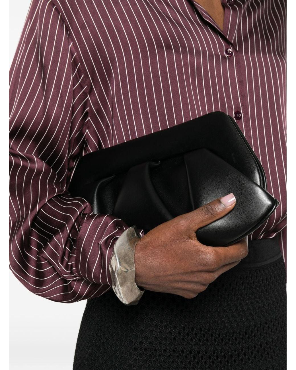 THEMOIRÈ Black Bios Baguette Vegan Leather Clutch