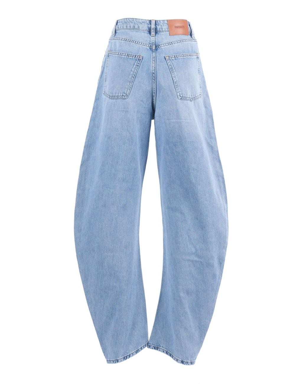 ROTATE BIRGER CHRISTENSEN Blue Draped Barrel Leg Jeans Light Denim (Regular Fit)