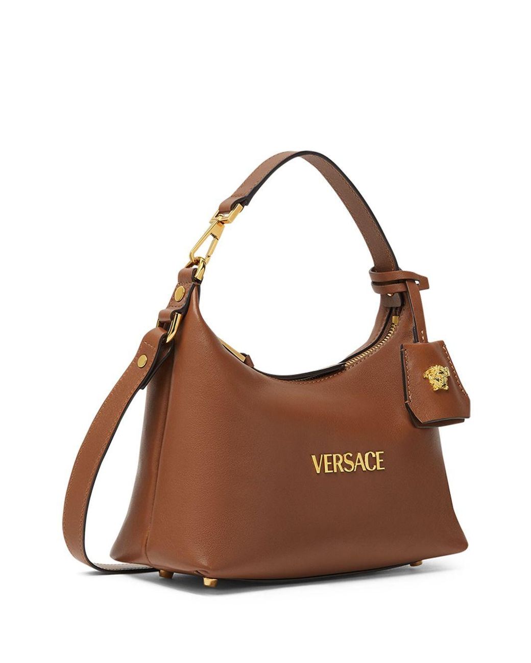 Versace Brown Tag Leather Hobo Bag