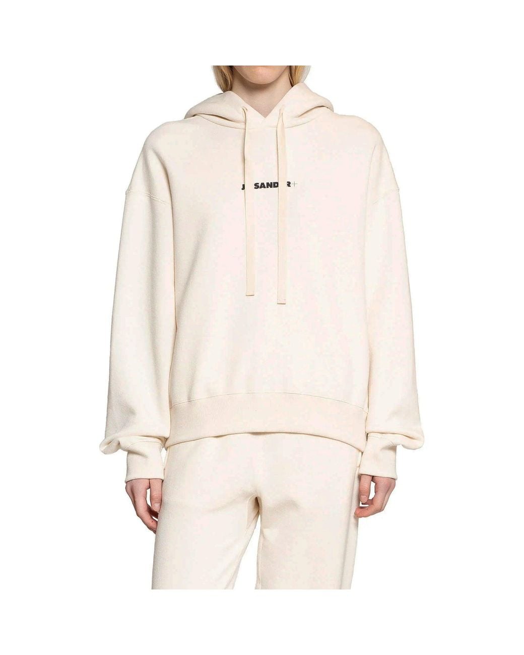 Jil Sander White Cotton Hooded Sweatshirt