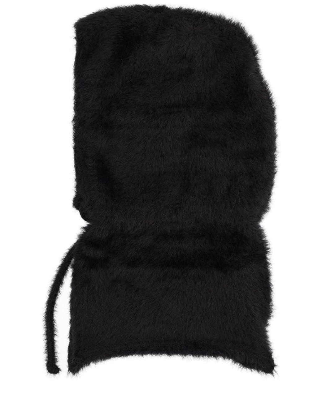 MSGM Black Knitted Balaclava Polyester Hat