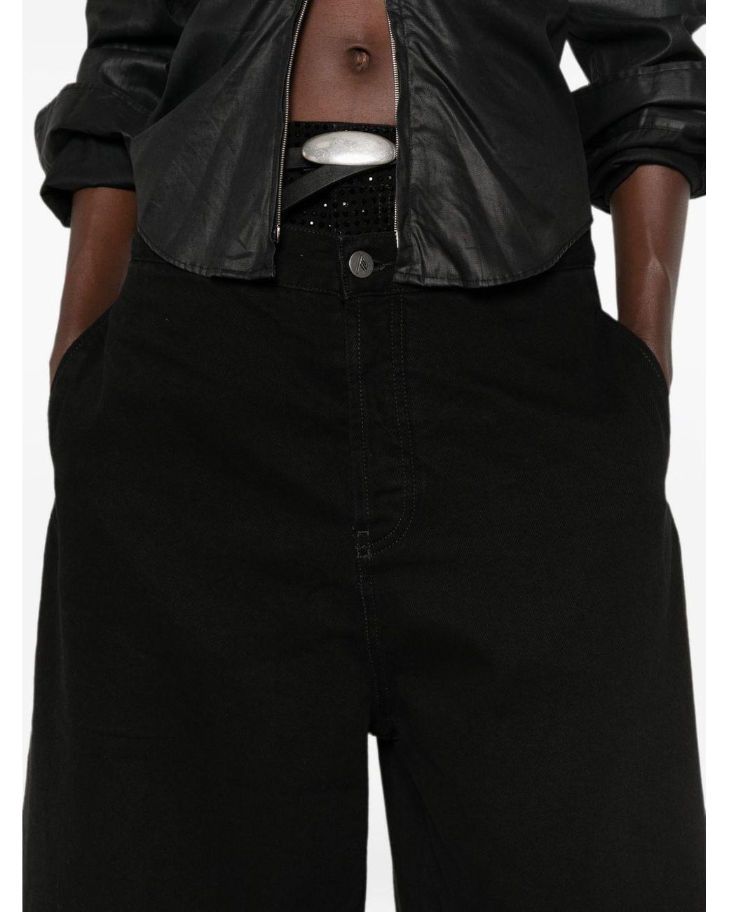 The Attico Black Denim Cotton Bermuda Shorts