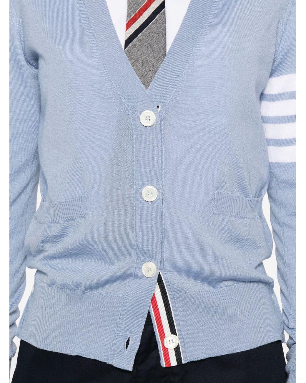 Thom Browne Blue Virgin Wool Cardigan