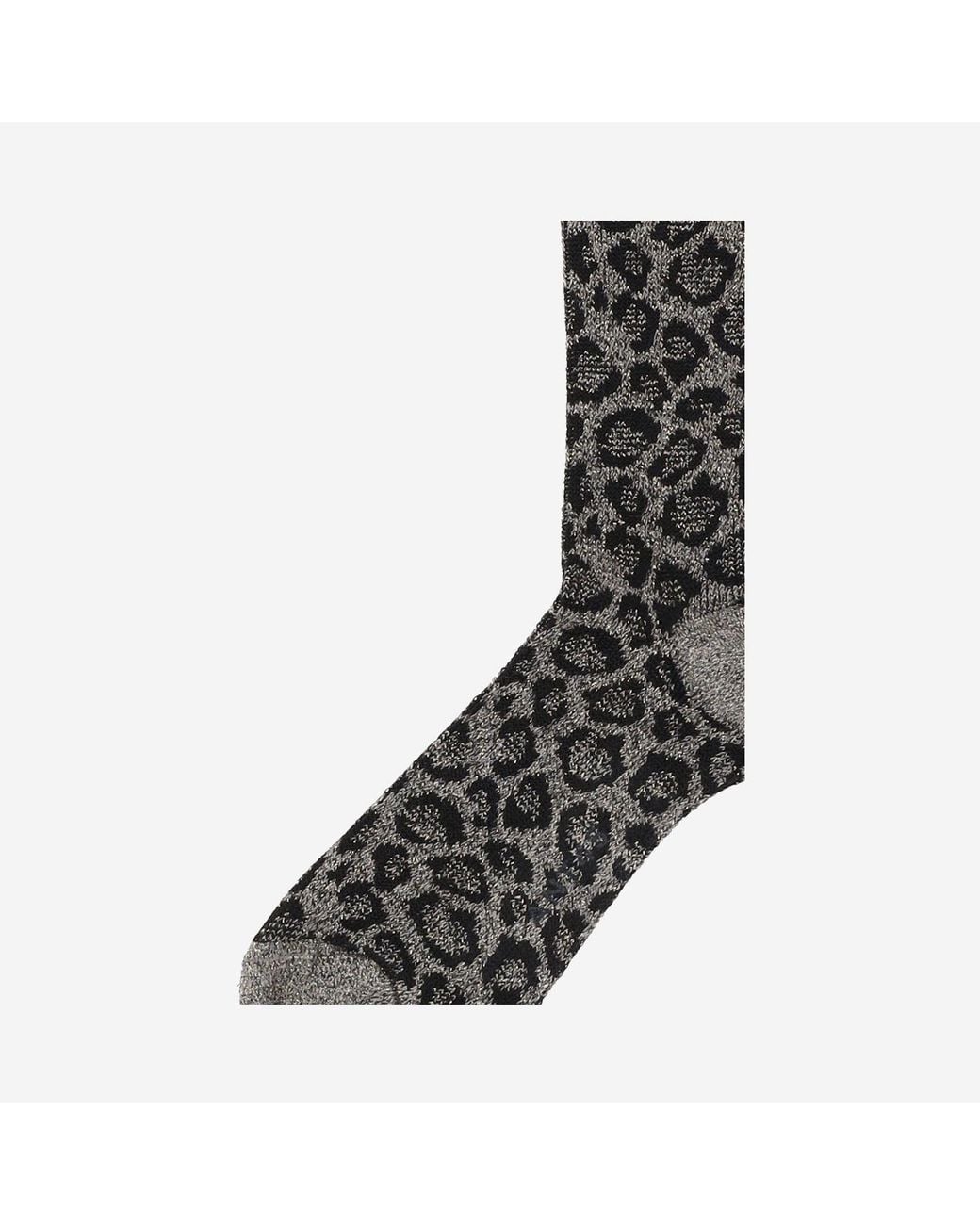 ANT45 Brown Stretch Cotton Blend Socks With Animal Print