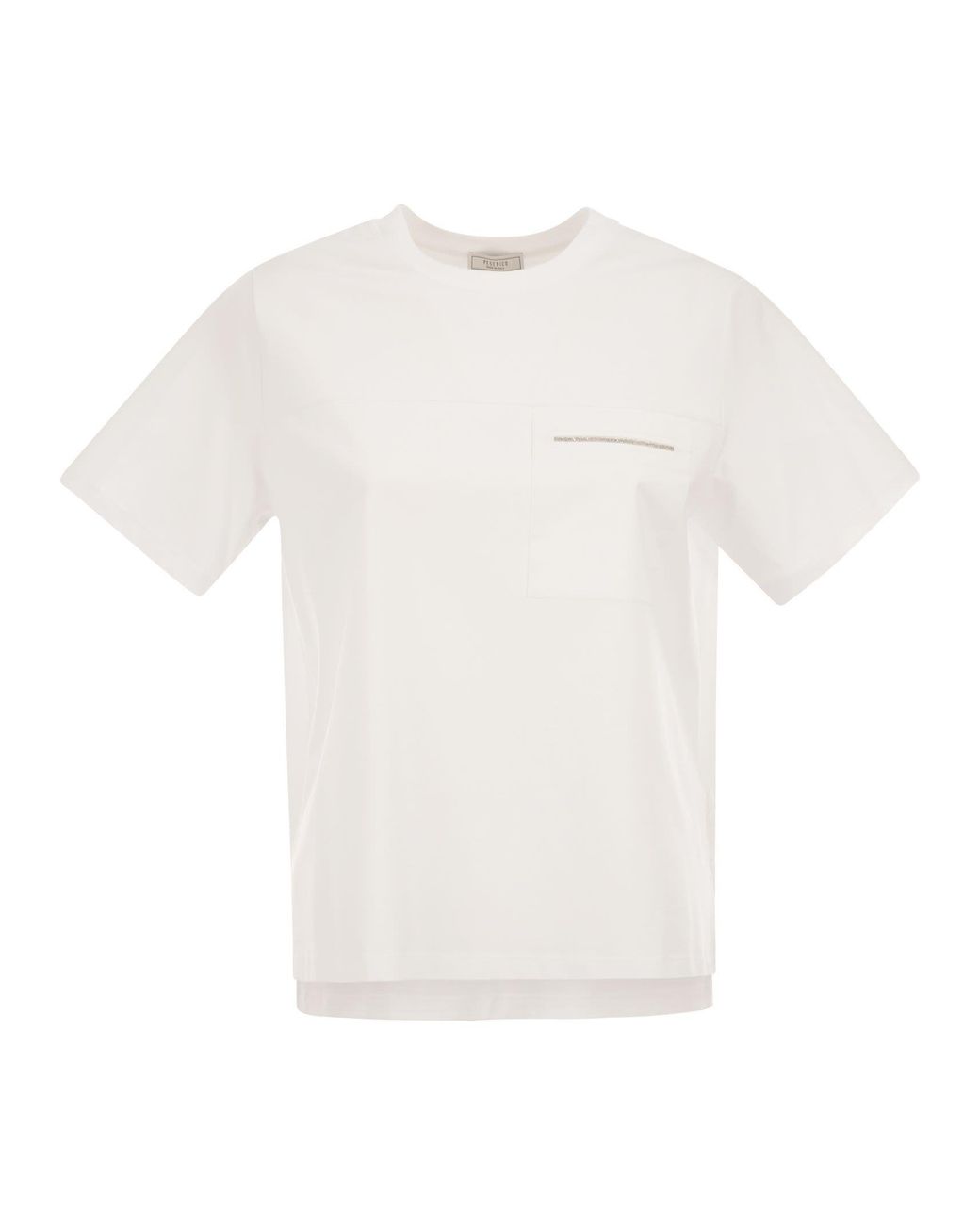 Peserico White Stretch Cotton T-Shirt With Pocket