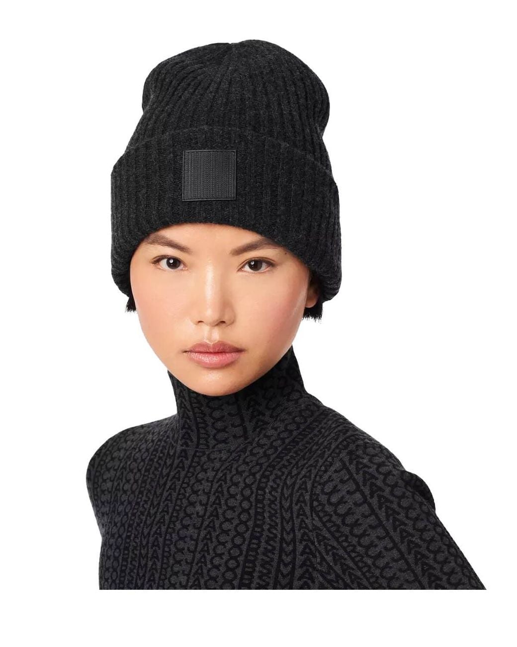 Marc Jacobs Black The Ribbed Dark Beanie