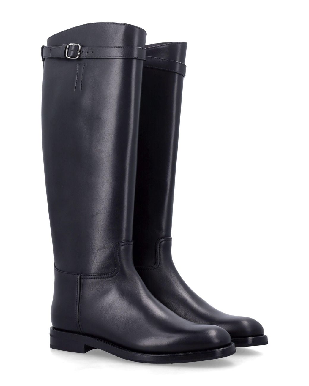 Church's Blue Michelle 2G Equestrian Knee-High Boots For With Adjustable Buckle Strap