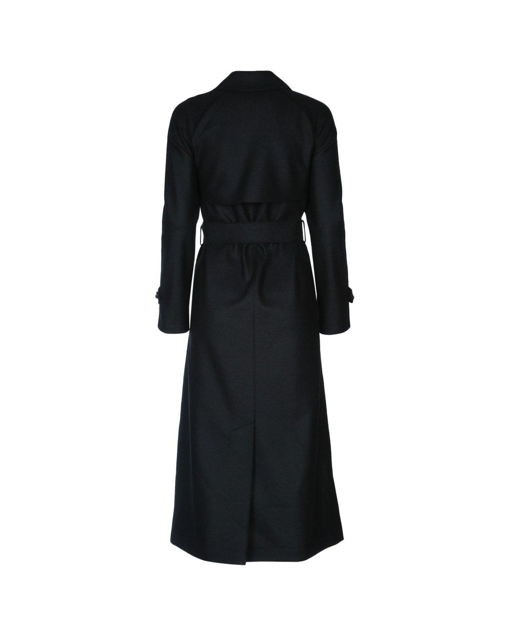 Harris Wharf London Black Long Raglan Trench Light Pressed Wool