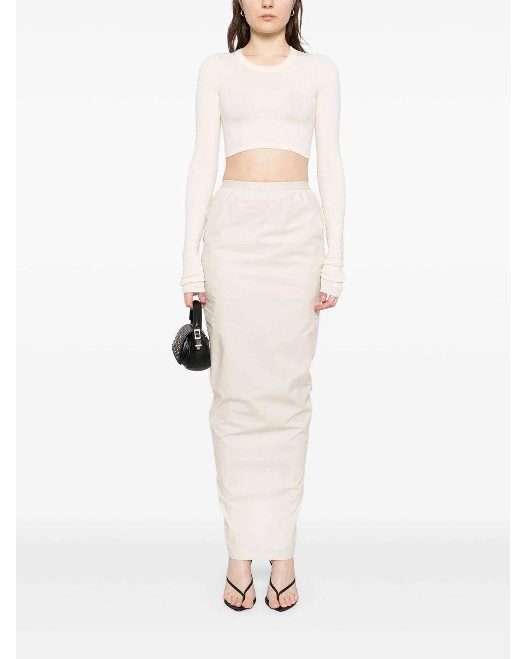 Rick Owens White Pillar Long Skirt