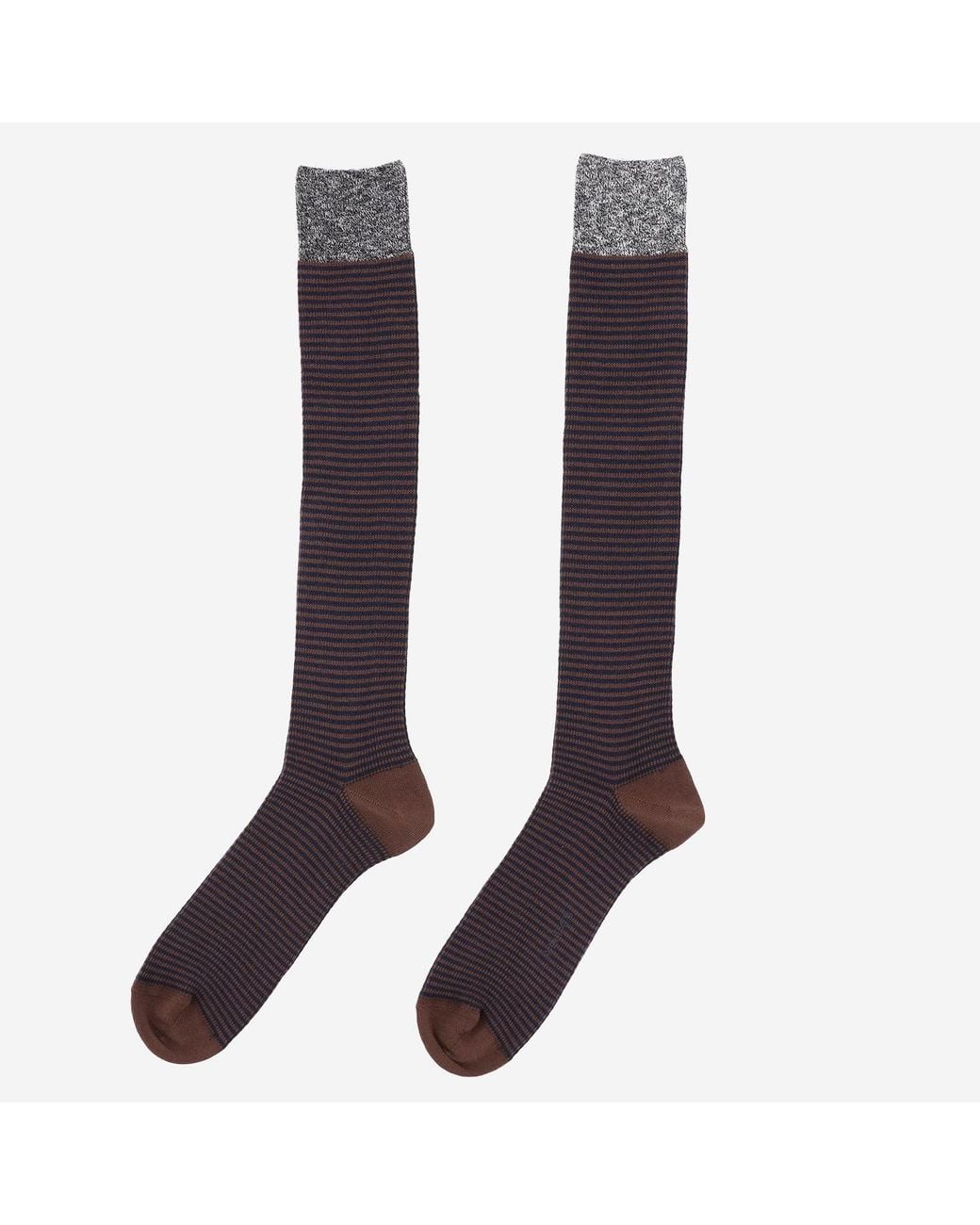 ANT45 Brown Cotton Socks With Vertical Stripes