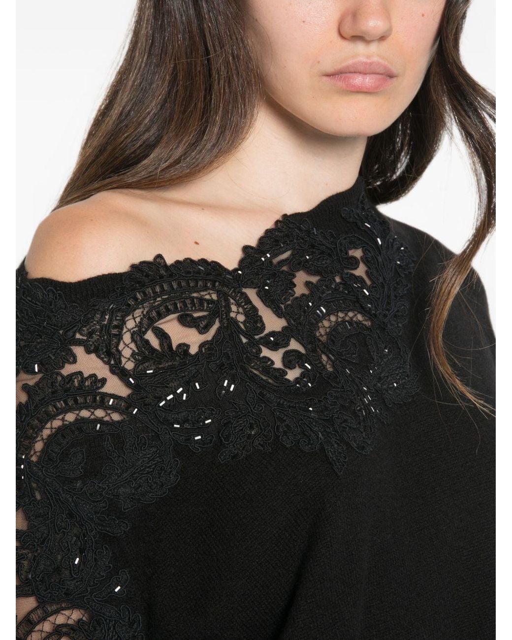Ermanno Scervino Black Cashmere Crewneck Sweater