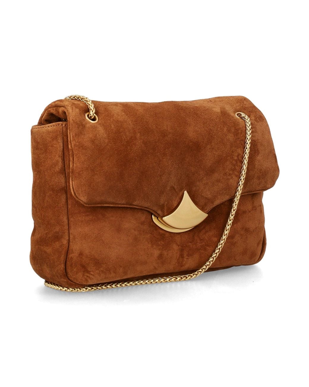 Sessun Brown Suede Chain Shoulder Bag