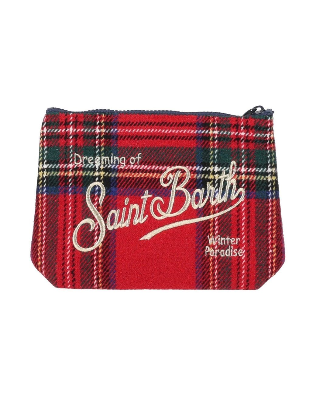 Mc2 Saint Barth Red Aline Wool Tartan 41 Or Emb