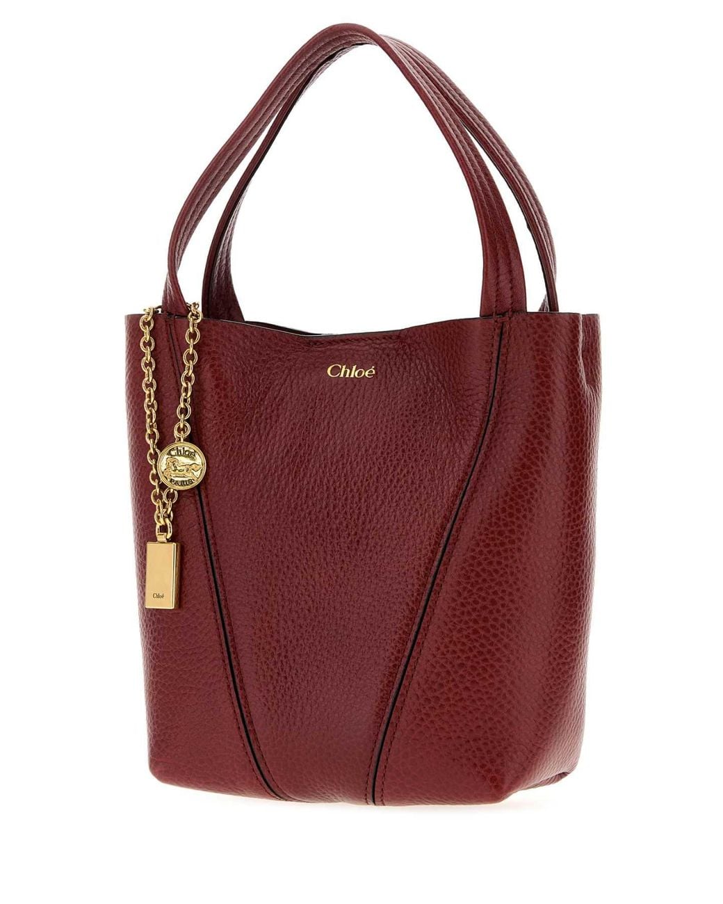 Chloé Red Tiziano Leather Small Spin Shopping Bag