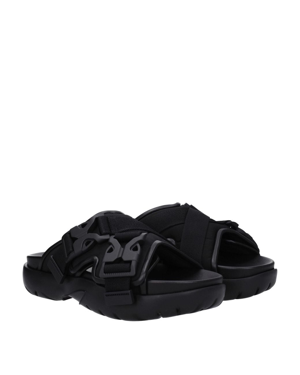 Bottega Veneta Black Webbing-Trimmed Rubber Sandals for men