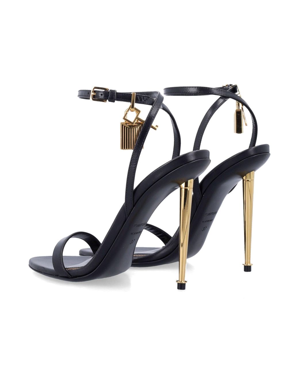 Tom Ford Blue Paintdlock Pointed-Toe Buckle Sandals With Signature Metal Heel