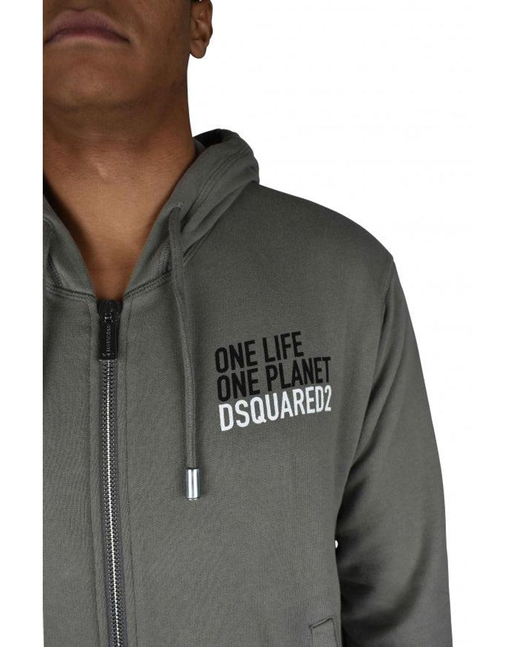 DSquared² Gray Cotton Hooded Sweatshirt With Inspirational Inscription