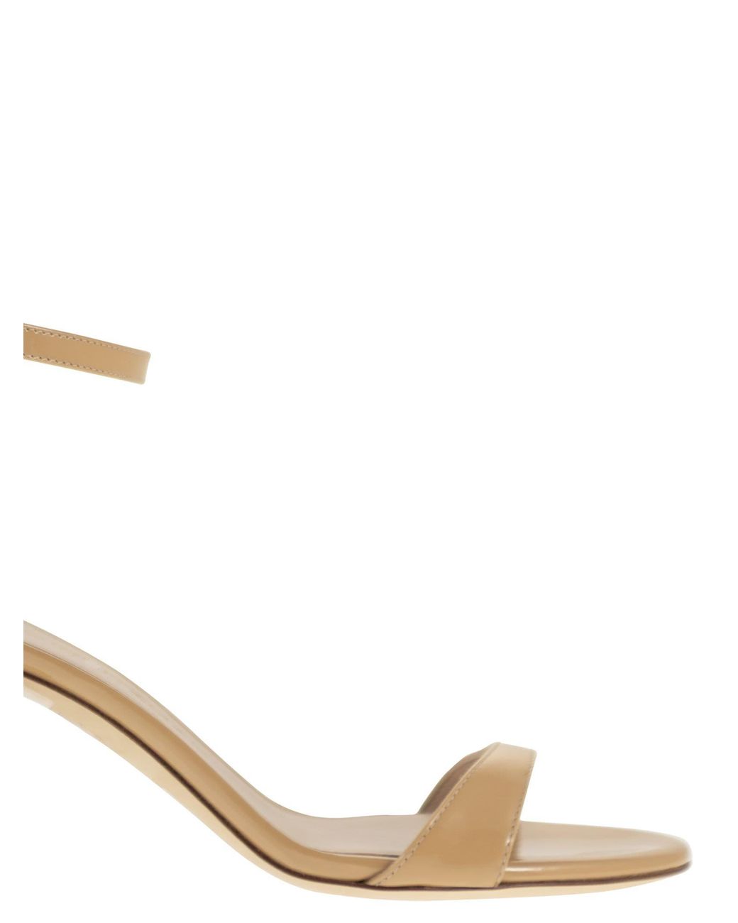Stuart Weitzman Natural Shiny Leather Sandals With Block Heel