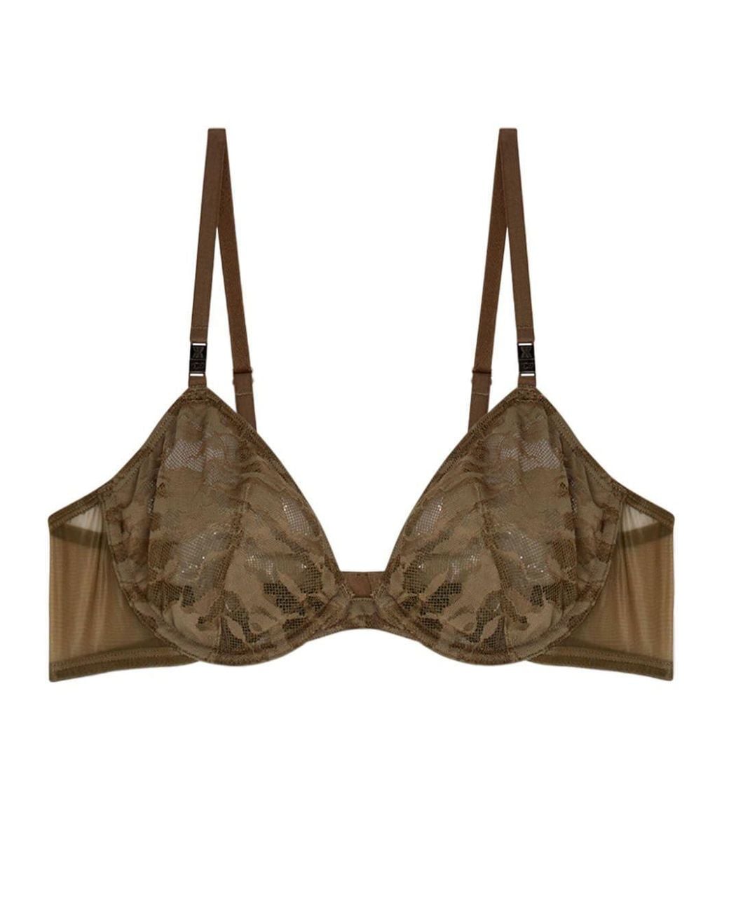 Diesel X Fenty By Rihanna Brown Camo-Lace-Plunge-Bra