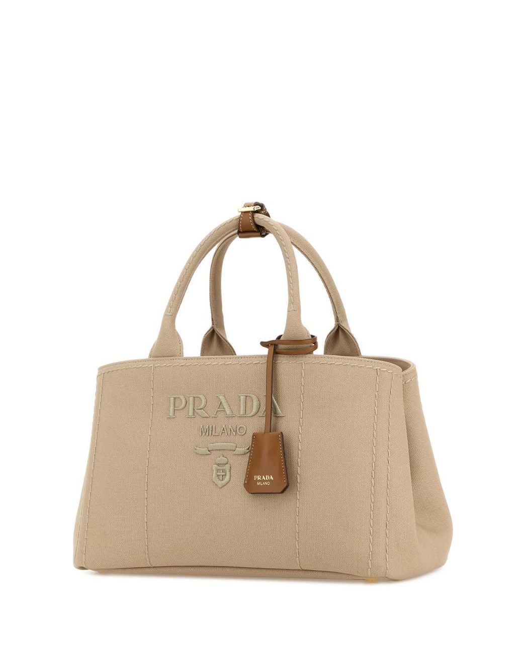 Prada Natural Beige Canvas Large Jardinière Shopping Bag