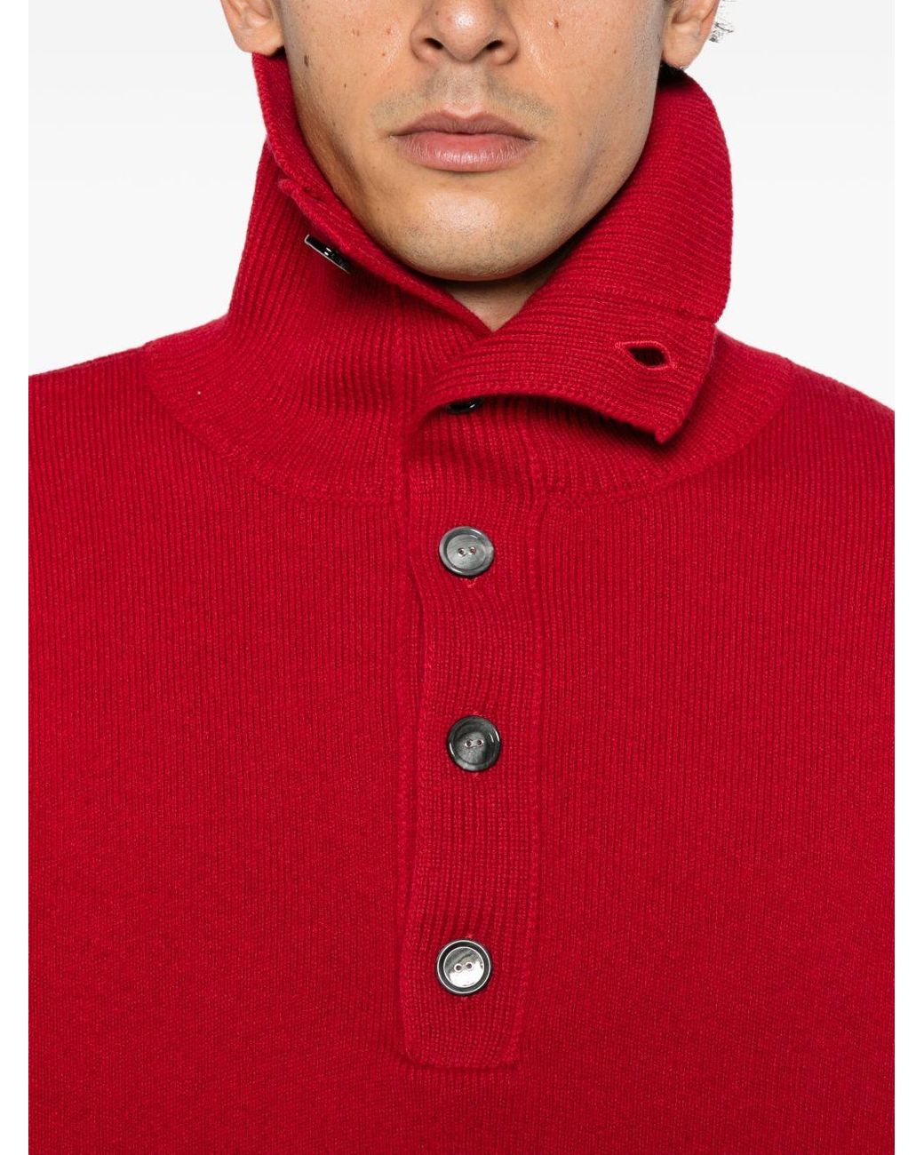 AMI Red Wool Turtle-Neck Sweater