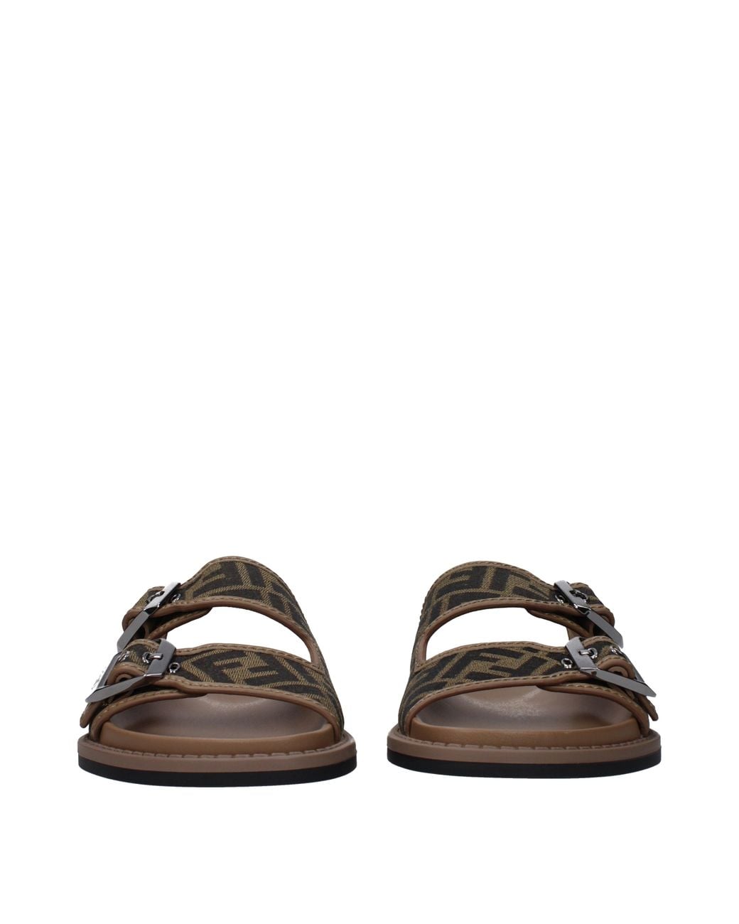 Fendi Brown Ciabatte E Zoccoli Uomo Tessuto Marrone/Nero