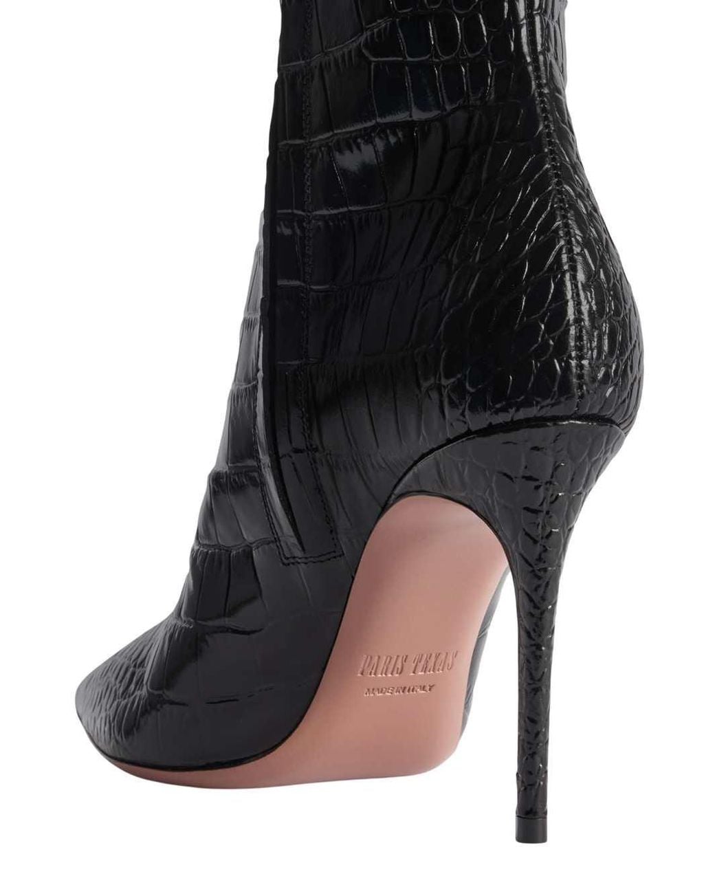 Paris Texas Black Crocodile-Effect Boot