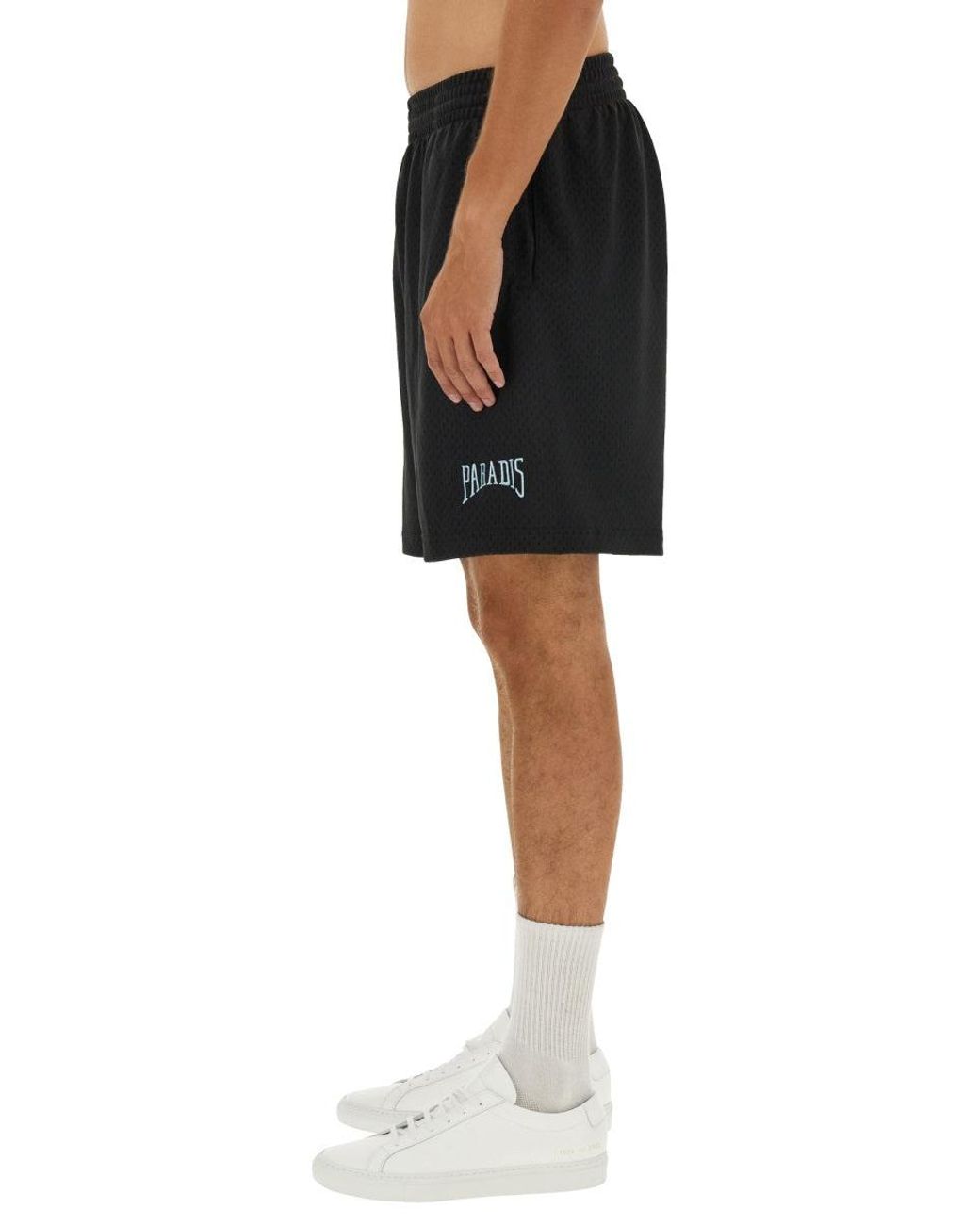 3.PARADIS Black Bermuda With Logo for men