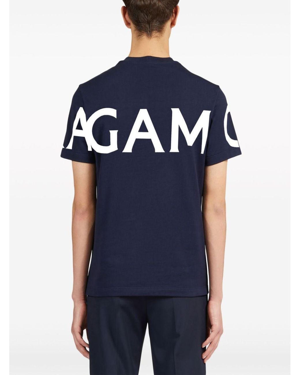 Ferragamo Blue Logo Cotton T Shirt