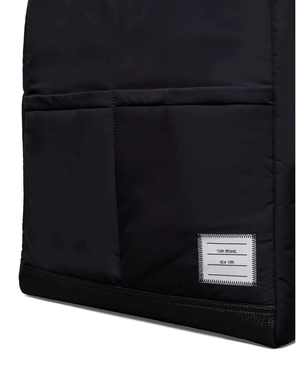 Thom Browne Black Poly Twill Pocket Tote Bag