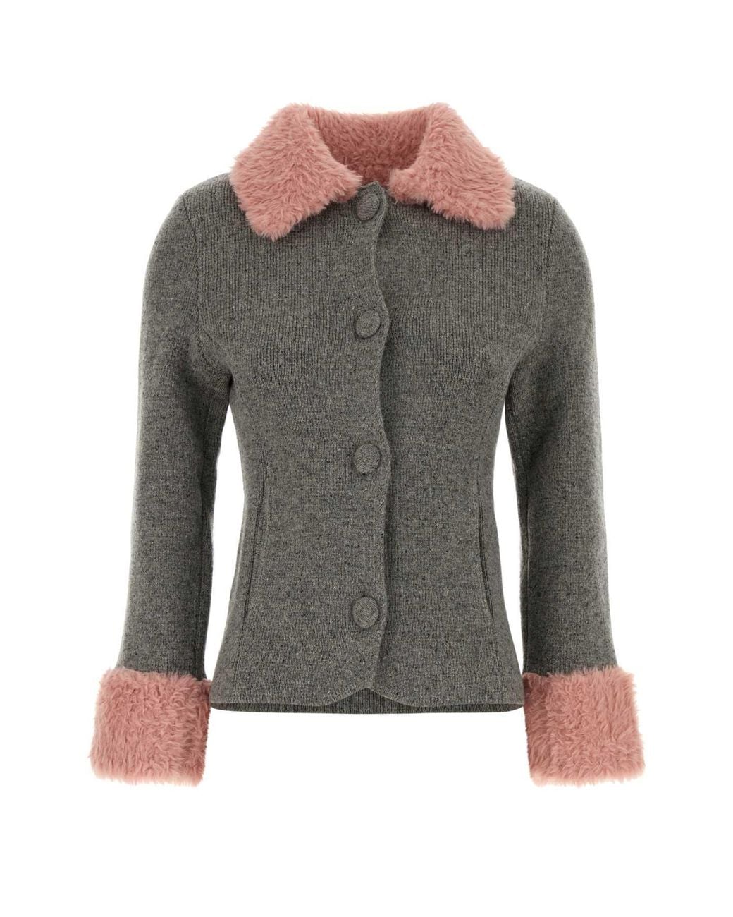Moschino Gray Melange Wool Blend Cardigan