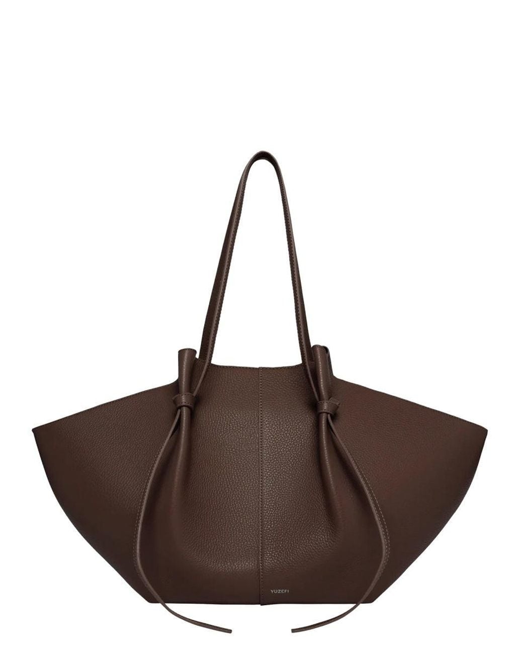 Yuzefi Brown Large Pebble-Grain Leather Tote Bag