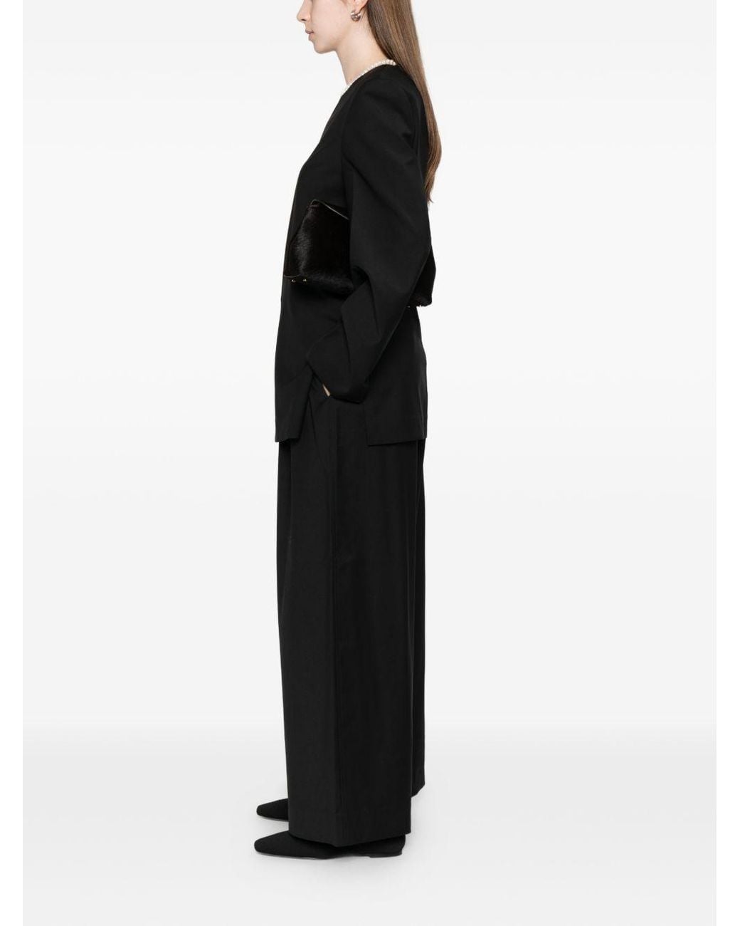 Totême Black Wool Drawstring Trousers