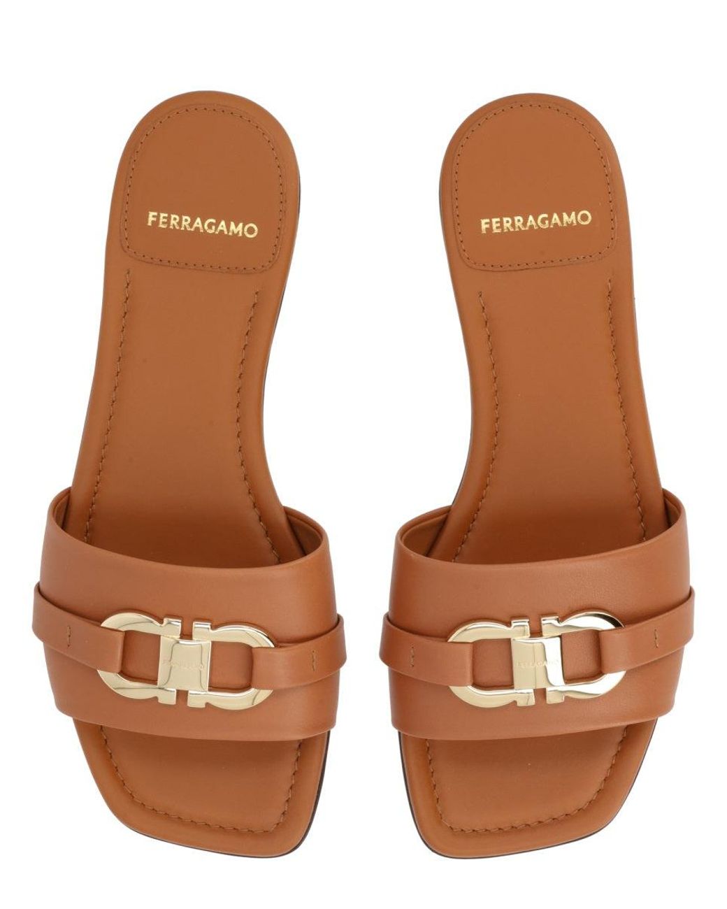 Ferragamo Brown Slip-On Sandals