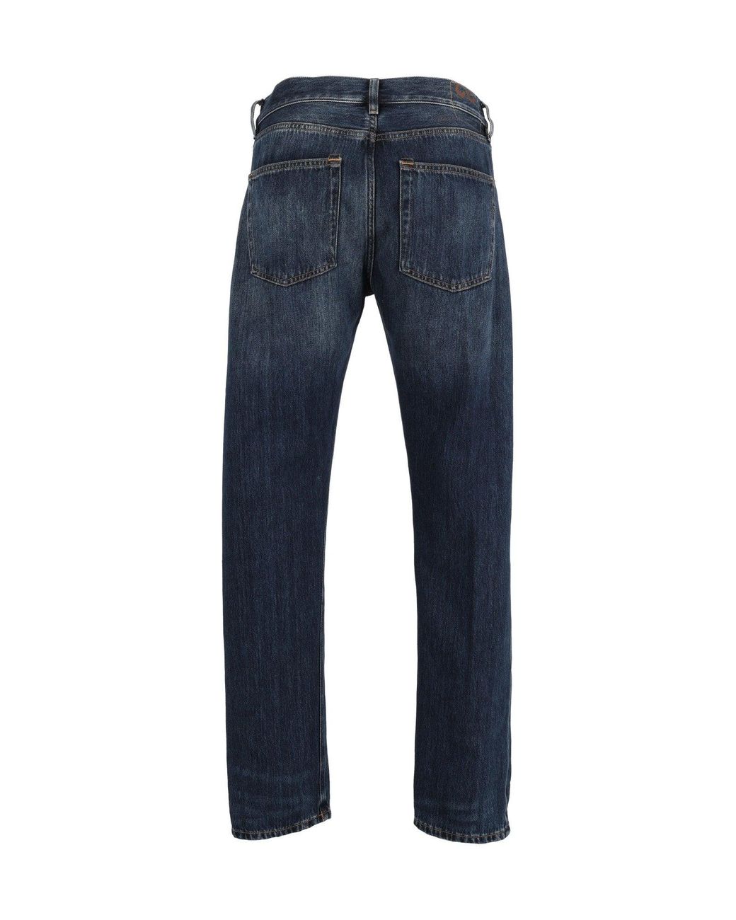 Dondup Blue Classic Straight-Leg Jeans With Vintage Wash Texture