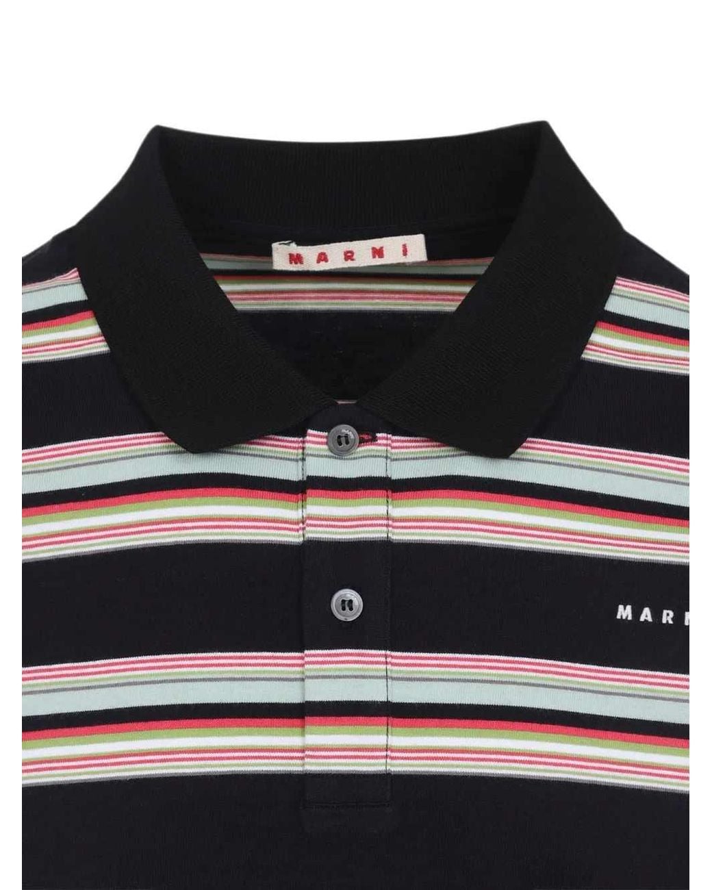 Marni Black Striped Long Sleeve Polo Shirt
