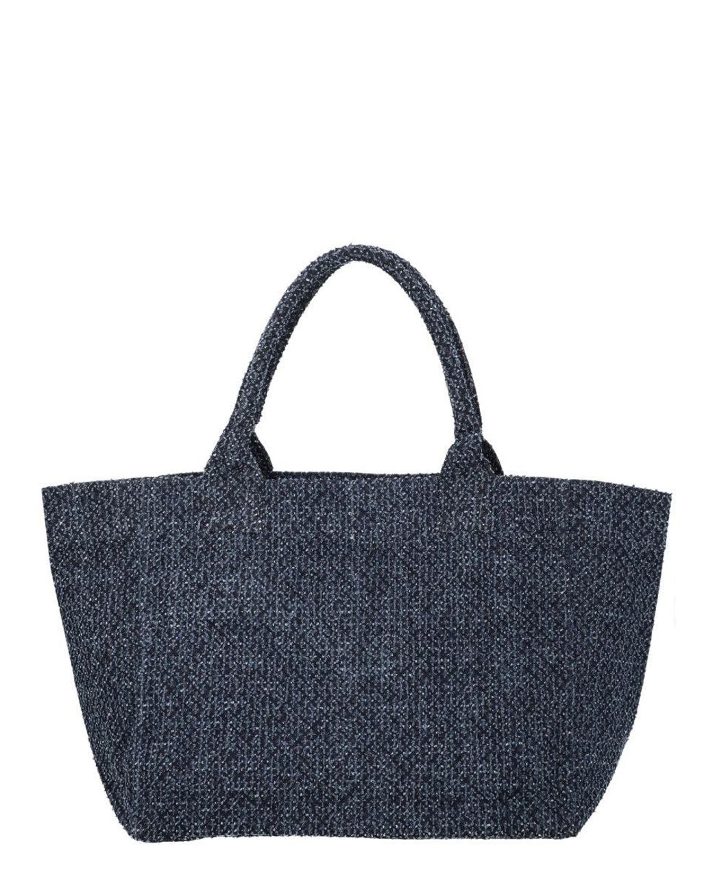 Ganni Blue Denim Organic Cotton Handbag