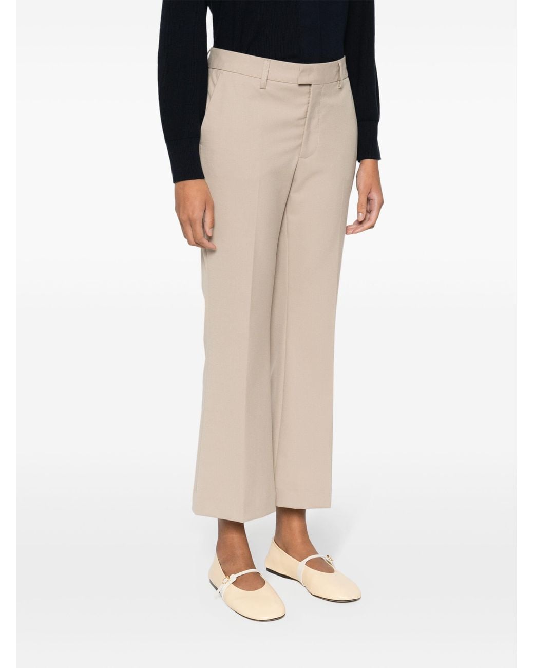 Closed Natural Wharton Cropped Flared Trousers