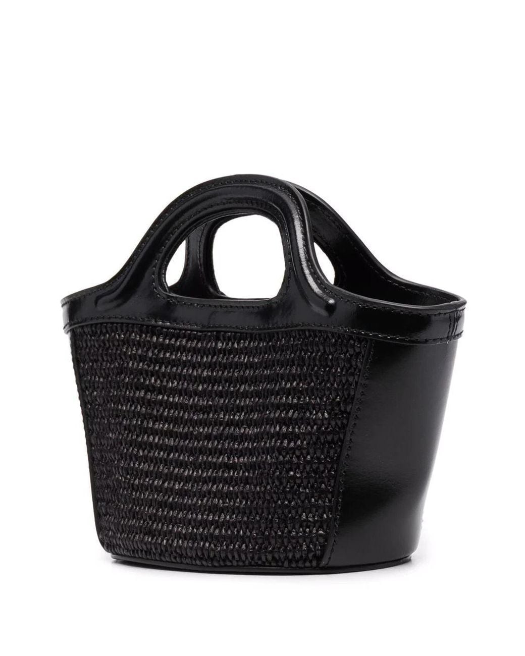 Marni Black Raffia And Leather Tropiacalia Micro Satchel Bag