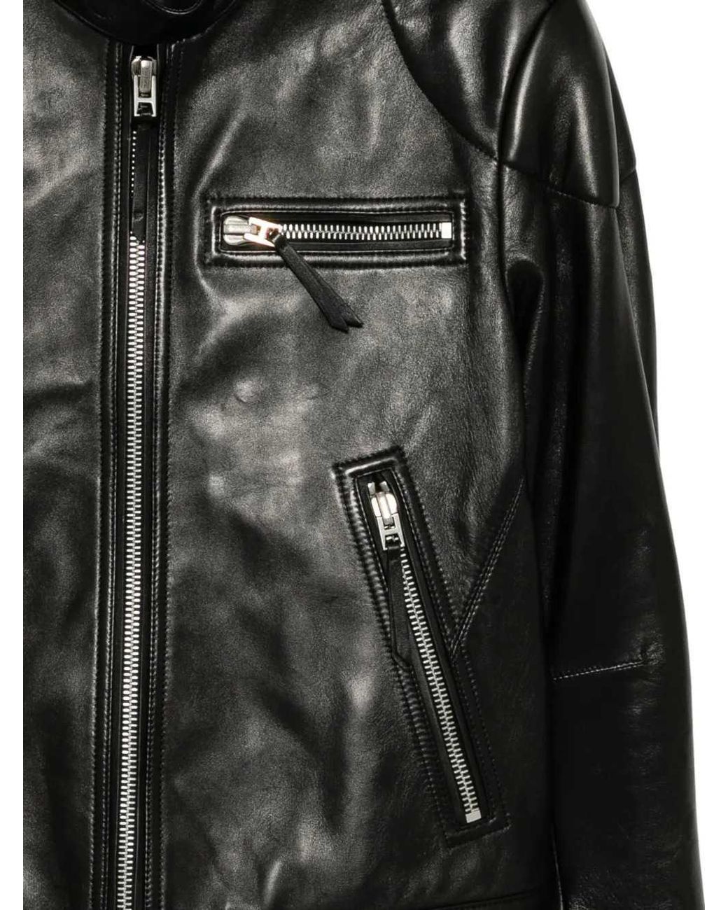 Tom Ford Black Leather Biker Jacket for men