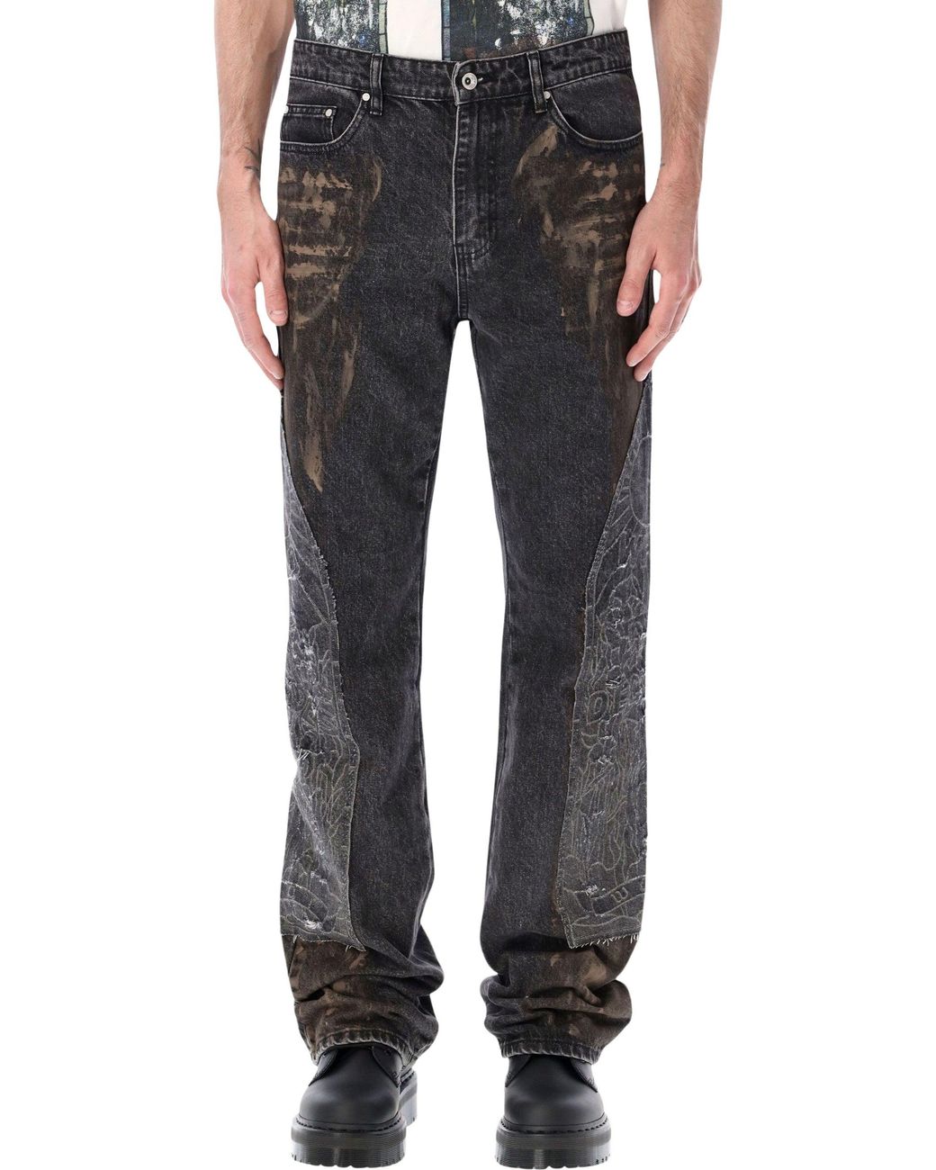 Who Decides War Black Embroidered Straight-Leg Jeans