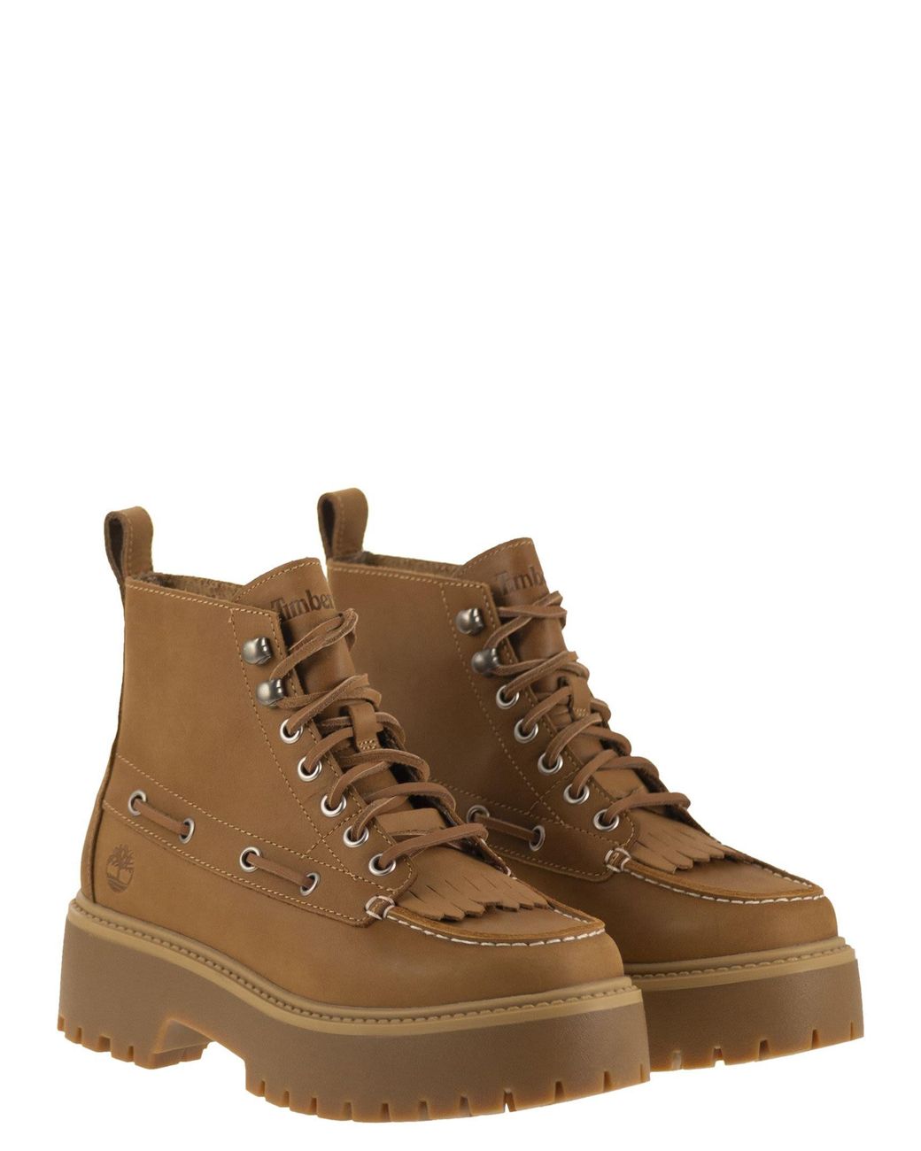 Timberland Stone Street Fringed Boot Met Platform in het Brown